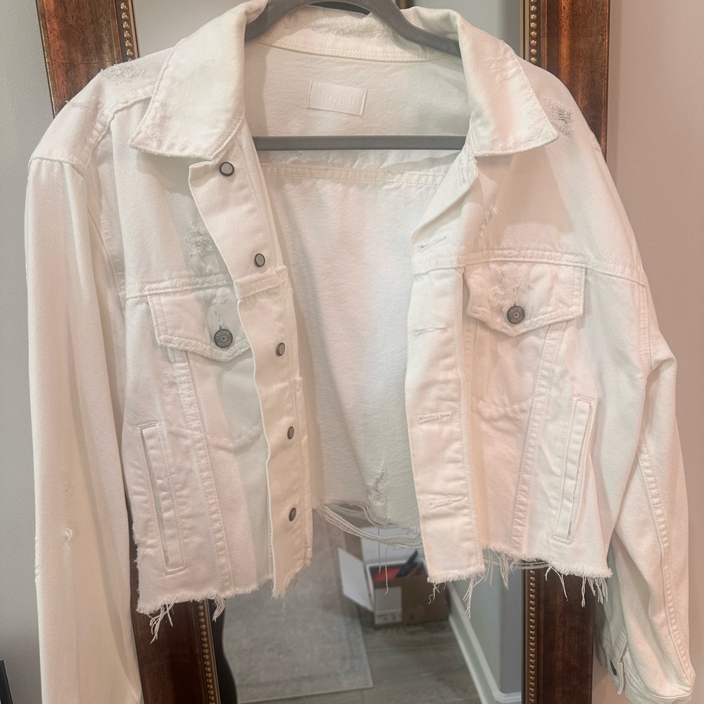 White Cropped Denim Jacket